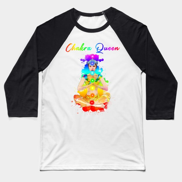 Chakra Queen Reiki Zen Meditation Spiritual Baseball T-Shirt by Chakra Shine
